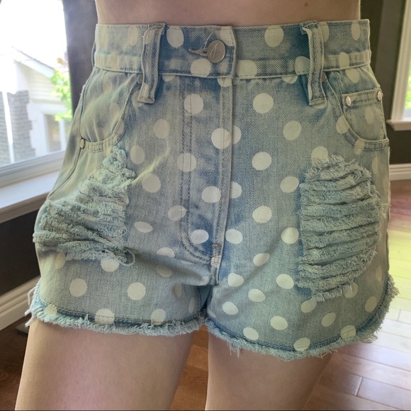 Mink pink shorts with distressing and polka dots - Picture 6 of 6
